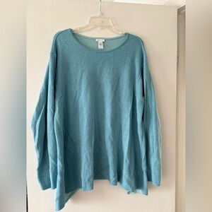 J. Jill reversible Teal Crew Neck Sweater size XL tall winter cozy asymmetrical